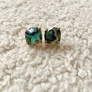 Kate Spade- small square - semi-precious stud earrings - multi/gold